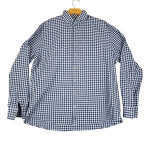 Johnnie‎ O Hangin Out Mens Blue Gingham Button Down Shirt Large Cotton Polyester